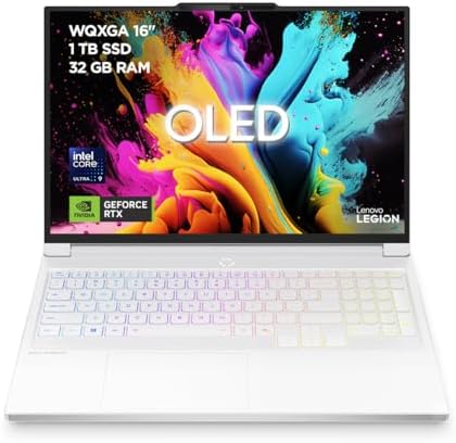 Lenovo Legion 7 Gen 10 – Portátil Gaming IA 16" OLED (Intel Core Ultra 9 275HX, NVIDIA GeForce RTX 5060, 32 GB RAM, 1 TB SSD, 240 Hz, Wi-Fi 7, Sin Sistema Operativo) QWERTY RGB Español - Blanco