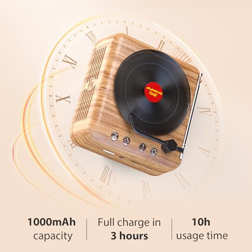 Fdit Haut-Parleur Bluetooth de Style Platine Vinyle Rétro, Tourne-Disque Vinyle Haut-Parleur 5W à L’ancienne, Son Surround Stéréo 360 ° et Amélioration des Basses - Les Beatles, Paul McCartney, John Lennon, RIngo Starr, George Harrison Fdit Haut-Parleur Bluetooth de Style Platine Vinyle Rétro, Tourne-Disque Vinyle Haut-Parleur 5W à L'ancienne, Son Surround Stéréo 360 ° et Amélioration des Basses – Image 5