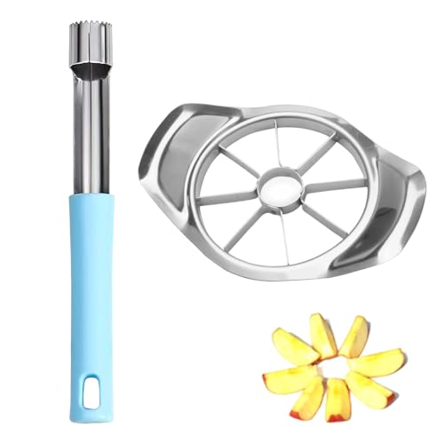 1 Pcs Apple Corer + 1 Pcs Apple Slicer, Stainless Steel Apple Corer and Slicer, Quick and Easy Apple Cutter Tool Fruit Cutter for Kitchen Tomato Apple Orange Pears