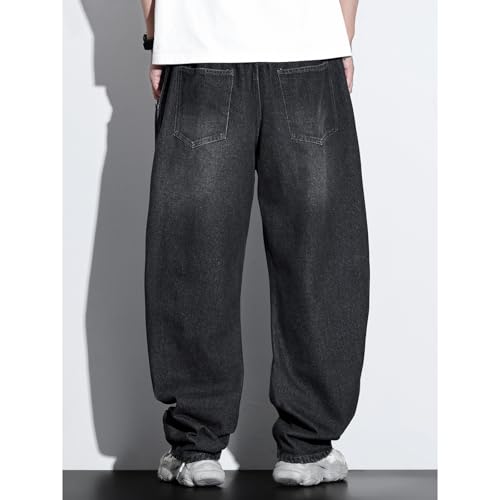 Plus Size Baggy Jeans for Men Oversized Barrel Leg Denim Pants Elastic Waist Wide Leg Hip Hop Jeans Streetwear4