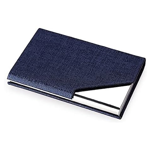 Tarjetero de Cuero PU y Acero Inoxidable para Tarjetas de Visita - Gema Azul Cover