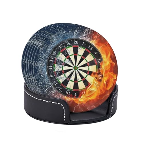 Dessous de verre cible de fléchettes x6 avec support pour table 10 cm