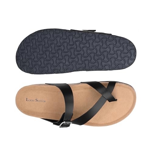 Image of LOUIS STITCH Comfortable Open Toe Cork Sandals | Lightweight Casual Sliders with Toering and Easy Slip-on Slippers | Back Open Sandals | LSOF-10
