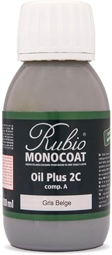 Rubio Monocoat Muestra de tinte y acabado para madera, color gris beige, aceite más parte A, aceite de linaza de secado rápido, ecológico para uso