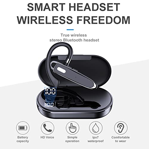 Tifzhadiao Bluetooth Headset For Cell Phones Bluetooth V5.2 Earpiece With Charging Case Hands-Free Single Ear Headset With Cvc6.0 Noise Canceling Mic For Office Driving Business (Black) #TOP1