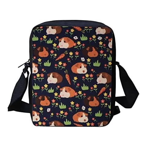 HUGS IDEA Cute Guinea Pig Print Mini Crossbody Bag for Boys Girls Teens School Messenger Bag Sling Bag Cover