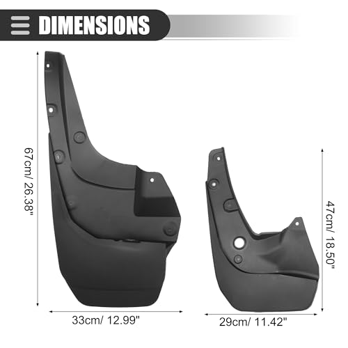 Image of Motoforti Car Mud Flaps, Splash Guards, for Toyota 4Runner 2010-2023, Plastci, with Screw, Black, 1 Set