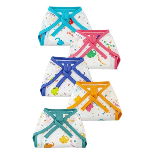 Image of Tie up Nappy For Babies, Reusable, Washable Soft Muslin Cotton Nappy /Langot for New Born Baby | Gentle on Baby Skin | Helps in Potty Training | 1-3 months | Pack of 5 | Printed
