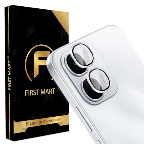 Image of FIRST MART Silver Camera Ring Guard Protector for Vivo T5X | Tempered Glass with Metal Alloy Rings, HD Clear, Scratch Resistant, Case-Friendly | Pack of 1