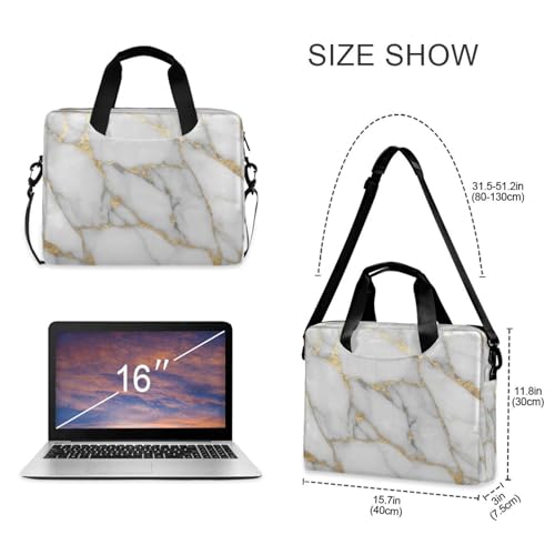 Bolso para portátil blanco con diseño mármol oro miniatura 5