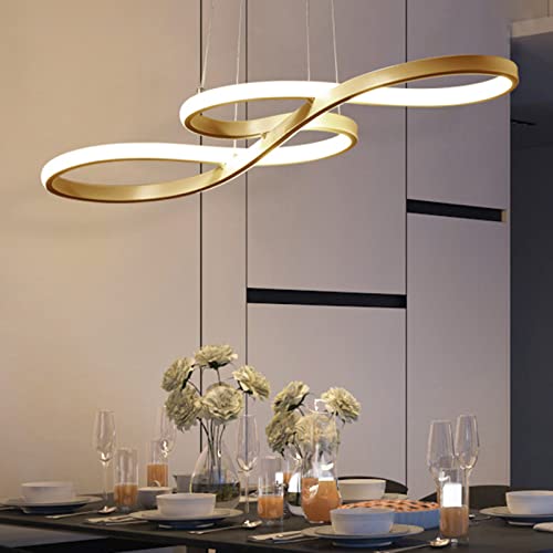 Chandelier LED doré réglable pour salon de villa chic - 2