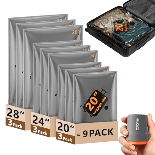 SUOCO 9 Stück Vakuumbeutel für Kleidung mit kabelloser Vakuumpumpe, platzsparend Vakuumierbeutel für Kleider, Vacuum Storage Bags… – Ansicht 1