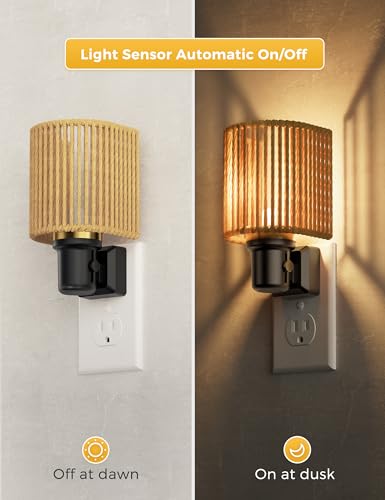 Image of L LOHAS LED Night Lights Plug into Wall, Plug in Night Light Dimmable 100LM | Bohemian Nightlight with Light Sensor, Boho Nightlights, Farmhouse Decorative Warm Bedside Bedroom Bathroom Hallway, 2 Pack