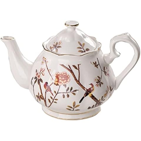 YBK Tech Strengthen Porcelain Coffee Pot Ceramic Teapot- Birds and Trees Series (Teapot) Cover