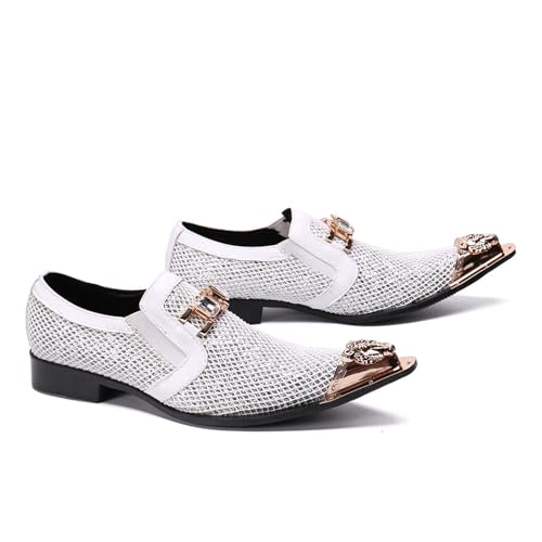 Men's Leather Shoes, Temperament Plaid Casual Business Men's Dress Shoes, Wedding Party Banquet Nightclub Stage Host Barber Uniform Office Work Shoes3