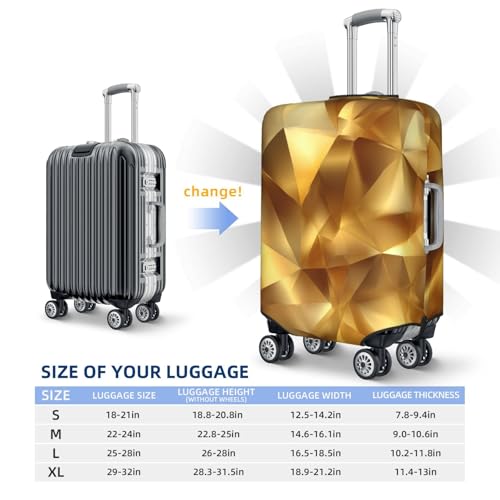 Geometric Yellow Metallic Foil Texture Elastic Travel Luggage Covers Dustproof Scratch-Resistant Suitcase Protector Fit 22-24 Inch4