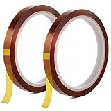 VCHOMY Heat Tape for Sublimation,Heat Press,Heat Transfer Polyimide 500℉ High Temperature Resistant Kapton Thermal Insulation Shield Tape with Silicone Adhesive (10mm 2 Rolls)