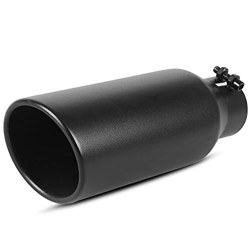 AUTOSAVER88 2.5 Inch Inlet Black Exhaust Tip, 2 1/2 Black Painting Finish Stainless Steel Exhaust Tip, 2.5