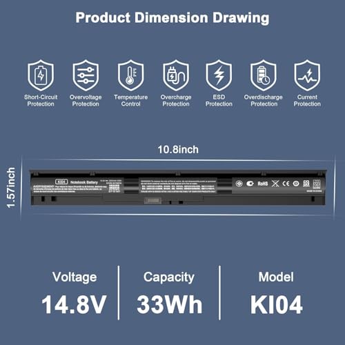 Image of 800049-001 KI04 Battery for HP Pavilion 15-ab 15-an 17-g 15t-ab100 17t-g100 17t-s100 cto Series 15-ab143cl 15-ab223cl 15-ab153nr 15-an044nr 14-ab166us 17-ab220nr 17-g133cl 800009-421 TPN-Q158 (KI04)