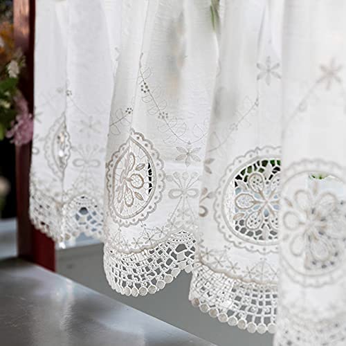 LUNEZY Tenda da Cucina, Tenda da bistrot Stile Country, Tenda da bistrot, Stile Country, Ricamata in Cotone, Tende da caffè per Bagno, Cucina, Piccole finestre, libreria, Guardaroba, sogg - Image 4