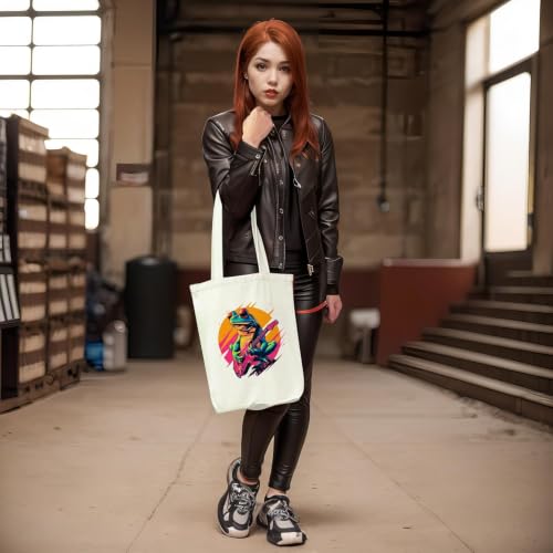 Image of itgowisa Canvas Tote Bag with Zipper Pocket, Reusable Grocery Bag for Daily