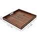 KINGCRAFT 19 x 19 Inches Black Walnut Large Ottoman Tray Solid Wooden Table Square Platter Decorative Serving Tray with Handles for Oversized Ottoman Home Breakfast in Bed Tea Coffee