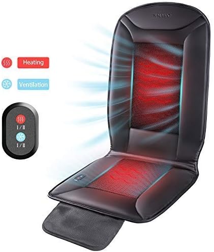 Naipo Warmer and Cooler 2 in 1 Cushion Seat Cover with Heating and Ventilation Function and 3D Mesh PU Leather Portable Breathable Cover for Car Home Office Chair, All-Season Use