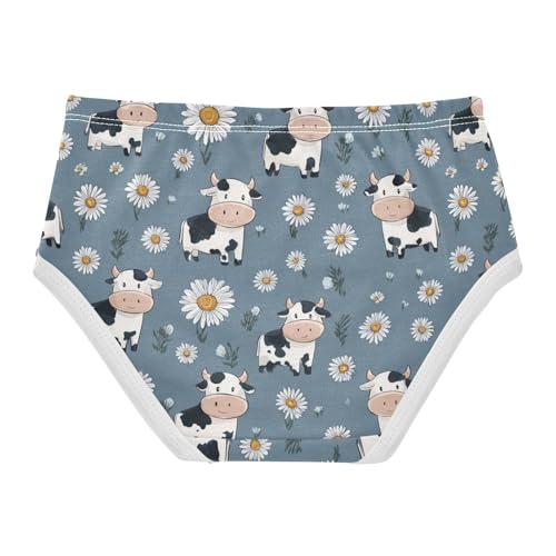 Wusikd Cute Cows Daisies Girls' Underwear Cotton Blue Girls Briefs Soft Toddler Underwear 2T2