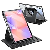 Fintie 360 Degree Rotating Case for Samsung Galaxy Tab S10 Lite/ S10 FE/ S9 FE 5G 10.9 Inch/Tab S9 11 Inch with S Pen Holder, Swiveling Protective Stand Clear Back Cover, Black