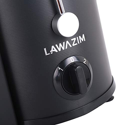 Lawazim Fruit Power Juicer Machine 500W Wide Feed Tupe Juice Extractor for Whole Fruit and Vegetable, Stainless Steel Finish, Dual Speed - Black