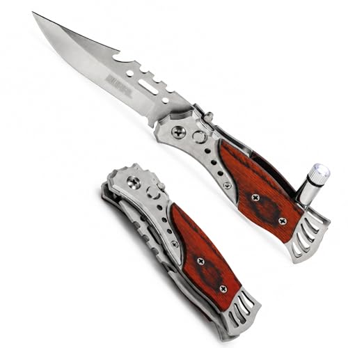 Image of RUAAL Utility Knife for Packaging, Carton Opening & Household Use | Folding Utility Cutting Tool | Stainless Steel Blade | Compact Multipurpose Cutter with Light