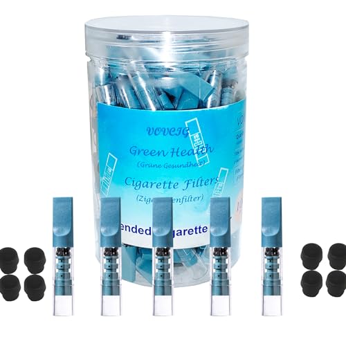 VOVCIG Cigarette Filters That Remove Tar and Chemical Lengthen Disposable Cigarette Filter Tips Suitable for Regular and King Size Cigarettes(100Pcs) (Blue)