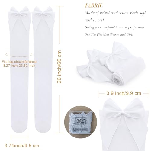 SATINIOR Satin Bow Stockings Women Opaque Thigh High Stockings Over Knee Long Stockings2
