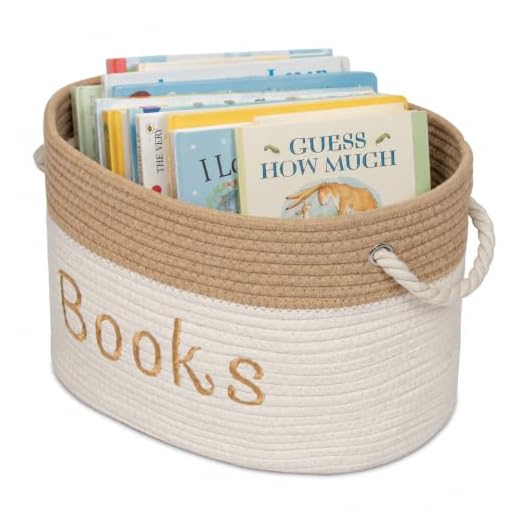 Modern Designs Pro Rope Storage Basket - Embroidered Storage Bins - Tote Bin for Nursery, Playroom, Living Room, Classroom (Book Bin)