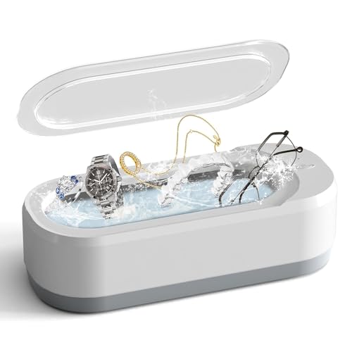Nettoyeur à Ultrasons 350ml - Appareil de Nettoyage Professionnel pour Bijoux, Lunettes, Fonctionnement d'un Seul Bouton, Nettoyage, 46kHz Sonique et Portable