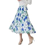 [Viaggio Blu] [ビアッジョブルー] ブルーローズプリントスカート≪洗濯機で洗える≫ オフホワイト S