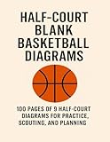 Half Court Blank Basketball Diagrams: 100 Pages of 9 half court diagrams for practice, scouting, and planning