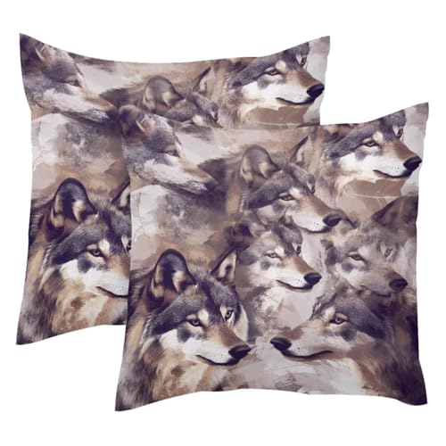 Fundas de cojín de terciopelo suave con diseño decorativo Seamless Wolves de lujo 2