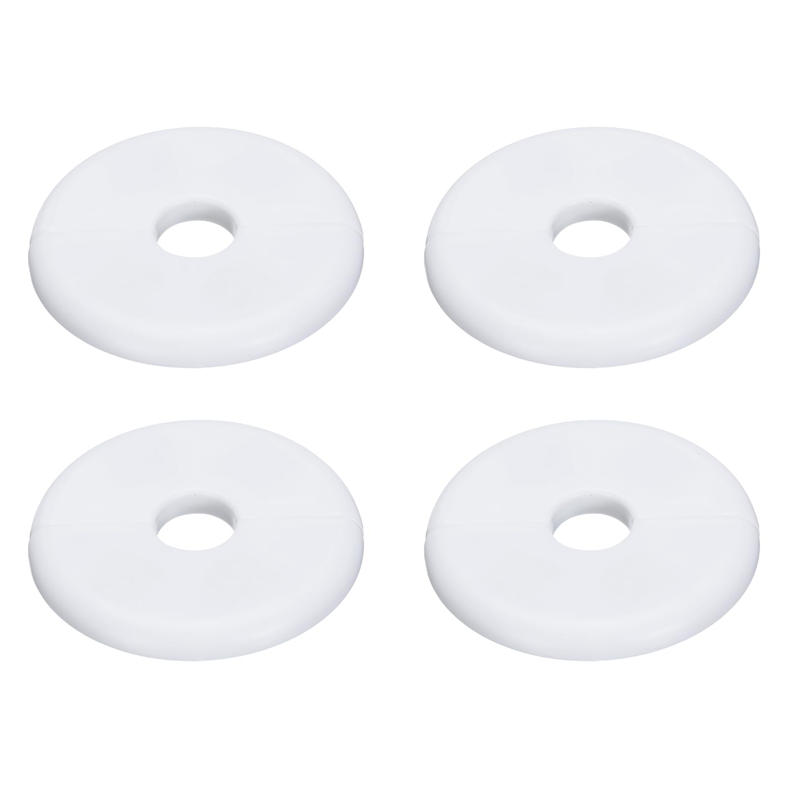 uxcell 4pcs Wall Split Flange 70mm / 2.8" OD Escutcheon Plate ABS Round Self-Adhesive Plumbing Cover Plates for 16mm / 0.6" Dia Water Pipe Faucet Decoration Accessories, White
