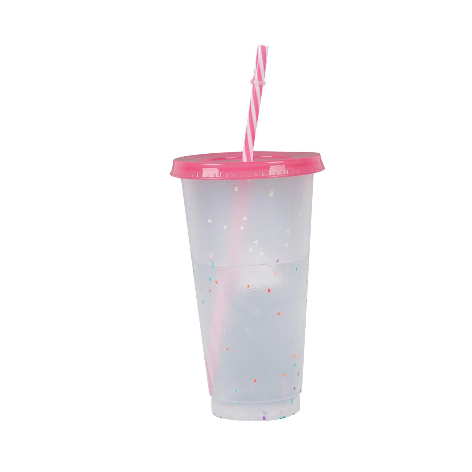 Set di 10 bicchieri che cambiano colore con cannuccia e coperchio per acqua ghiacciata Drinkware Estate