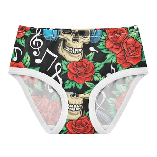 Cartoon Skulls Red Roses Cute Panties Girl Girls Underwear Toddler Cotton Cartoon Briefs Kids Undies 2t