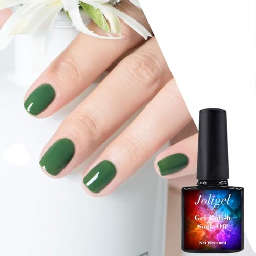 Joligel Esmalte en Gel Semipermanente Curado UV LED para Uñas, Estilo Plumas, Verde Nórdico