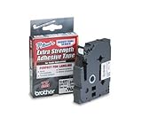 Brother 3/8 Inch x 26.2 Feet Black on White Tape with Super Strong Adhesive (TZS221)