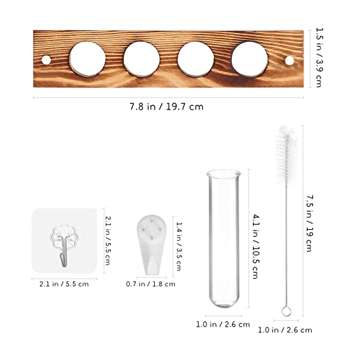 iplusmile Hanging Propagation Station for Plants Glass Test Tube Vases with Wooden Rack Sticky Hooks Nail Hooks Cleaning Brush Plant Supplies for Office Home - Image 2