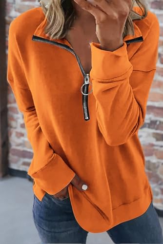 Image of NEYOUQE Womens Fall Winter Fashion Sweatshirts Quarter Zip up pullover Polo sweatshirt women casual trendy crewneck tops