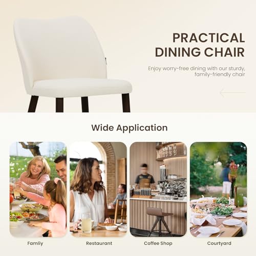 Image of Wooden Dining Chairs Set of 4, Upholstered Kitchen Dining Room Chair, Modern Fabric Farmhouse Dinner Chair for Restaurant & Cafe, Beige