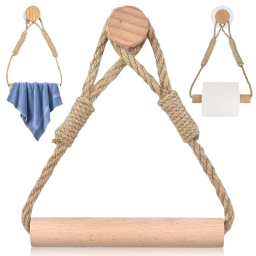 EJRUP Porte-Rouleau de Papier Toilette Auto-adhésif,Porte-Serviettes Mural,Sans perçage,Support de Papier Toilette Vintage,Décoration Bohème, pour Cuisine, Salle de Bain, Toilettes