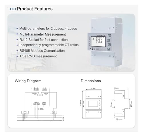 Compteur d'énergie triphasé RS485 SDM630MCT-ML écran rétroéclairé connecté - 3