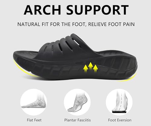 Image of GPOS Mens Sport Recovery Sandals Plantar Fasciitis Thick Cushion Slides Sandals Lightweight Comfort Orthotic Slippers