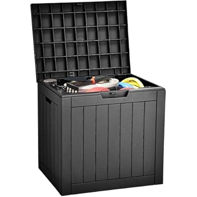 YITAHOME 31 Gallon Outdoor Storage Deck Box, Waterproof Resin Package Delivery and Storage Box with Lockable Lid for Patio Furniture Cushions, Pool Accessories, Garden Tools, Black